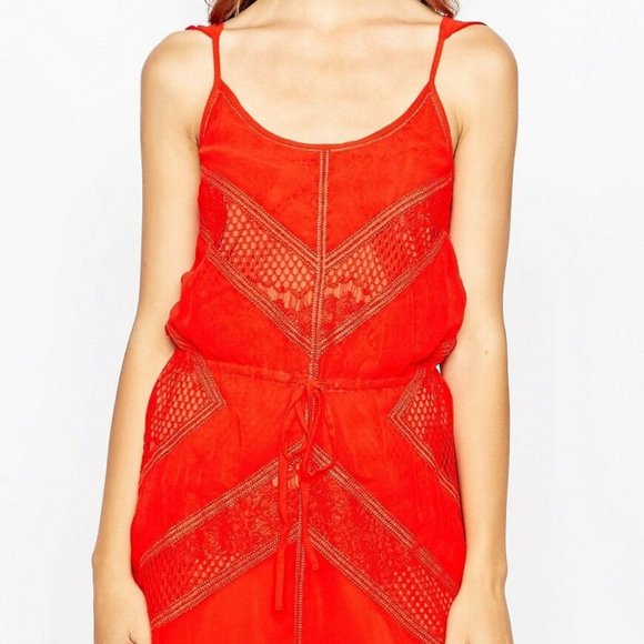 Adelyn Rae New Lace Tassle Tie Waist DRESS Red HOT Shoulder Straps Women's 🎉HP - Picture 6 of 15